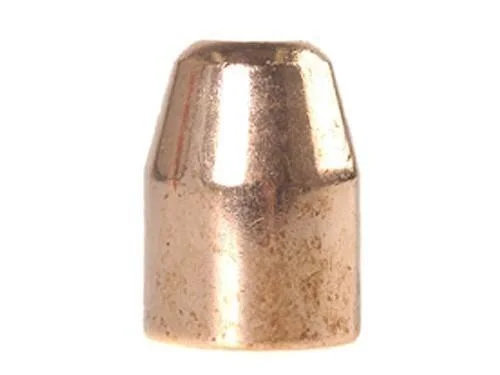 Hornady FMJ Handgun Bullets, copper-colored round-nose bullet in side view