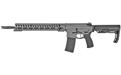 Patriot Ordnance Factory POF MINUTEMAN, tungsten right-side view with magazine and adjustable stock