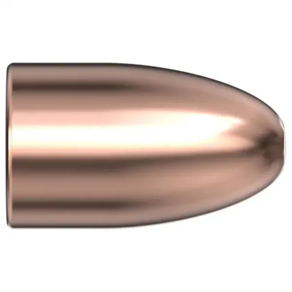 Hornady Reloading Handgun Bullets, copper-colored round-nose bullet in side view
