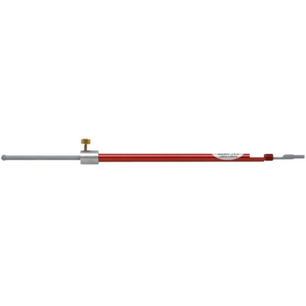 Hornady Lock-N-Load O.A.L Gauge, straight side view with red shaft, silver rod and adjustment screw