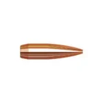 Hornady Match Bullets, copper-colored pointed bullet in side view