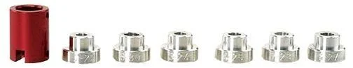 primary-30775 Hornady Lock-N-Load Bullet Comparator Insert #14-20, red insert beside six silver inserts