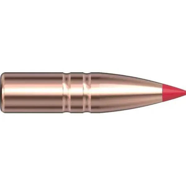 Hornady CX Bullets copper-colored pointed bullet with red polymer tip, side view