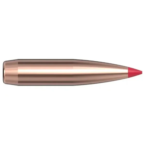 Hornady ELD Match Rifle Bullets SEQUENTIAL, copper bullet in side view with red polymer tip