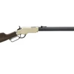 HENRY H11 ORGINAL CARB, right-side view with brass receiver, dark wood stock and lever action
