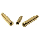 Hornady Lock-N-Load Modified Case A Series, three brass cases in angled front views