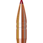Hornady CX Bullets, cutaway-style front view of a pointed copper-coloured bullet