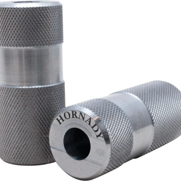 Hornady Cartridge Gauge 6mm GT silver metal gauges with knurled ends, upright and angled views