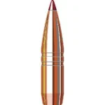 Hornady CX Bullets, cutaway view of copper-coloured pointed bullet with red tip