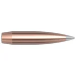 Hornady Aluminum A-Tip Match Rifle Bullet, side view with copper body and silver pointed tip