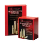 Hornady Unprimed Brass Rifle Cartridge Cases 338 ARC, front view of two red boxes