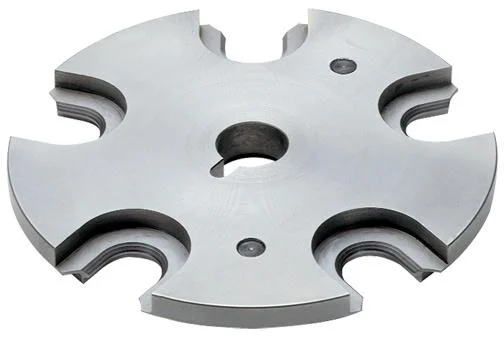 primary-31037 Hornady Lock-N-Load AP Shellplate silver circular shellplate in top view with six cutouts