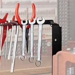 Hornady Lock-N-Load AP Tool Caddy, red rack holding wrenches and tools on a press