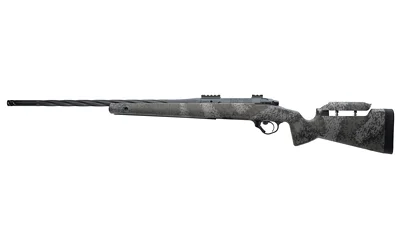 Seekins Havak PH3 gray and black bolt-action rifle, right-side view with skeletonized stock