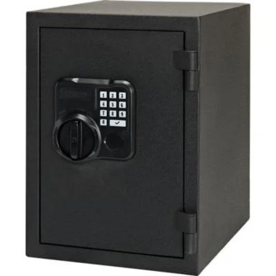 primary-31154 Hornady Fireproof Keypad Safe, black front three-quarter view with keypad, handle and hinged door