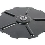 Hornady Lock-N-Load Automatic Case Feeder Rifle Plate, top view of black disc with raised guides