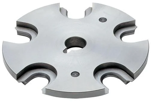 primary-31176 Hornady Lock-N-Load AP Shell Plate #40, top view of silver circular plate with six cutouts