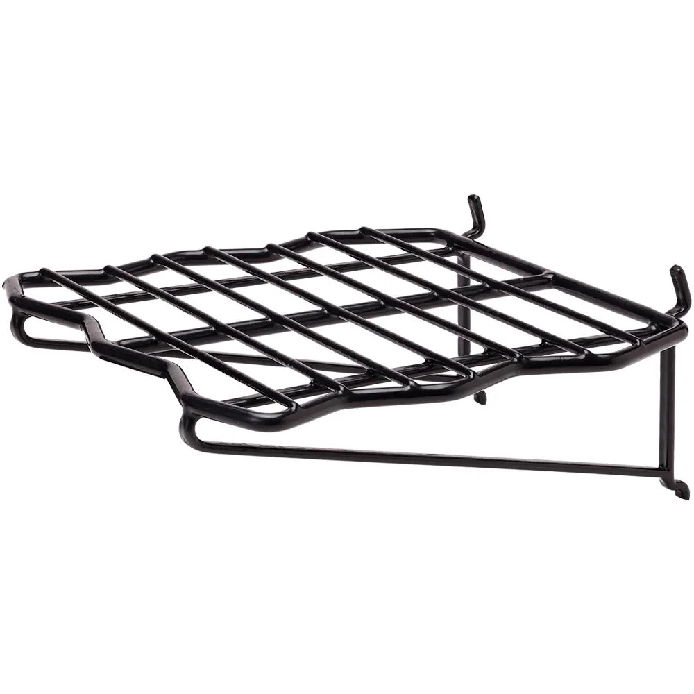 primary-31183 Hornady Square-Lok Wire Shelf 9x9 Black, angled view with wire grid and mounting hooks