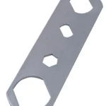 Hornady Pacific Die Wrench, silver front view with four hexagonal openings