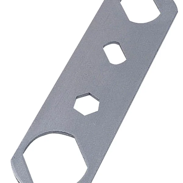 Hornady Pacific Die Wrench, silver front view with four hexagonal openings