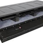Hornady RAPiD Safe AR Gunlocker, angled view open with padded interior and front door lowered
