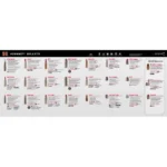 Hornady Bullet Guide Counter Mat, top view with white bullet reference chart and black border