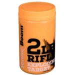 Sonic Boom Exploding Rifle Target, orange cylindrical container with black printed label