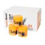 Sonic Boom 1 lb Exploding Rifle Target, orange containers in front of white box