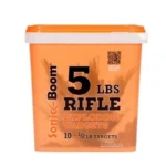 Sonic Boom 1/2 lb Exploding Rifle Targets, orange bucket with white lid and Rifle Targets label