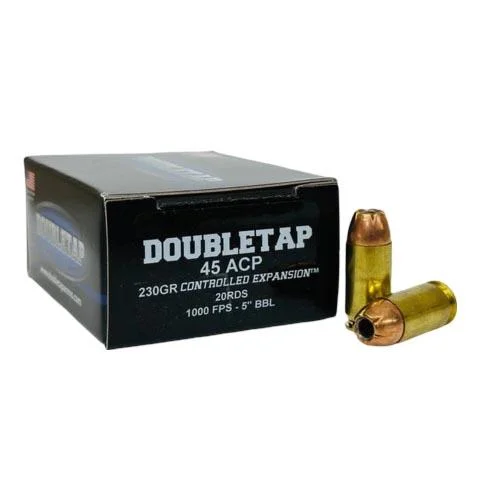 Double Tap Ammunition Double Tap Controlled Expansion Handgun Ammunition 45 Auto 230gr JHP 1000 fps 20/ct