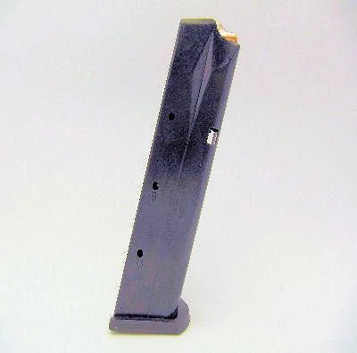 primary-31315 Bersa Thunder 40 Handgun Magazine, black matte steel magazine in angled side view