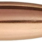 Sierra BlitzKing Rifle Bullets, copper-colored pointed bullet with green polymer tip, side view