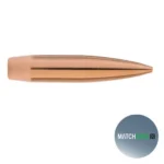 Sierra MatchKing MKX Rifle Bullets, copper bullet in side profile with circular base inset