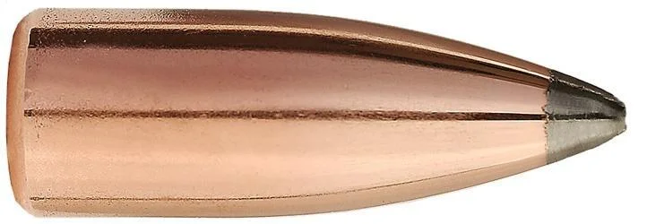 primary-31439 Sierra Pro-Hunter Rifle Bullets copper bullet with pointed dark tip, side view