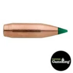 Sierra Tipped GameKing Rifle Bullets, copper bullet side view with green polymer tip