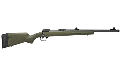 Savage Arms SAV 110 Ridge Hunter rifle, right-side view with green stock and black barrel