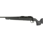 Savage Arms SAV Axis 2 rifle, side view with gray stock, black barrel and bolt handle