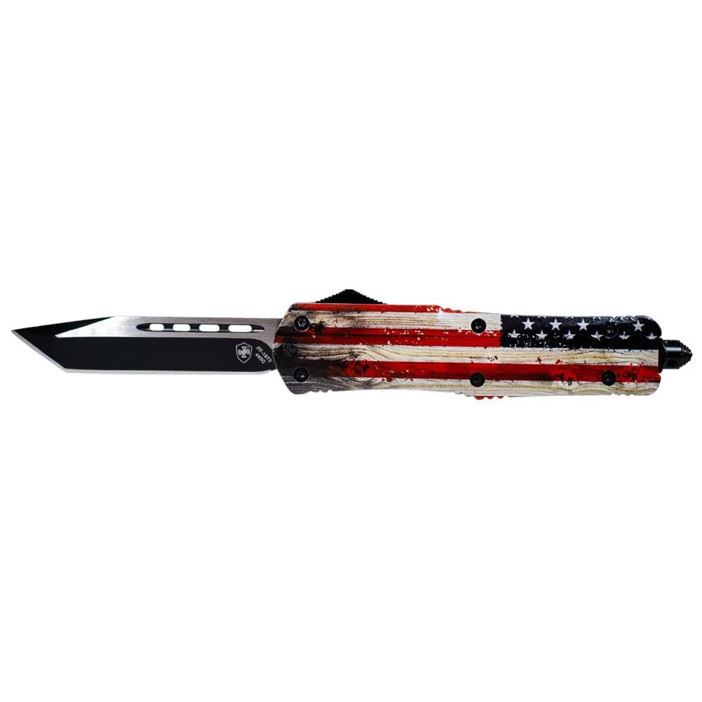 primary-31721 Templar Knife Slim Knife 3-1/2" Tanto Blade Wood US Flag