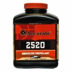 Accurate 2520 Rifle Powder black bottle with red cap and red and black front label