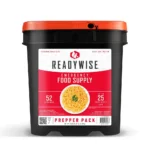 Readywise Entree Only Grab and Go Food Kit, black bucket with orange lid and red front label