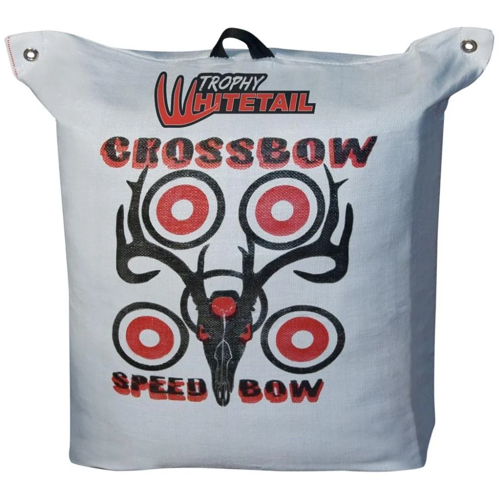 primary-31783 Big Shot Trophy Whitetail Target Bag, gray front with deer and red bullseye graphics