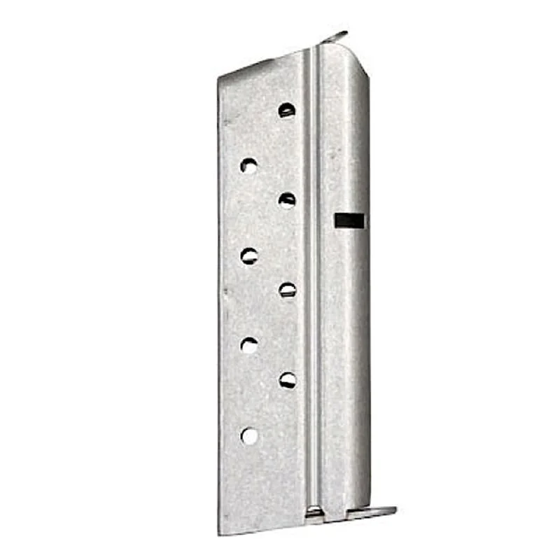 primary-31785 Colt Defender Handgun Magazine, stainless front view with witness holes and base plate