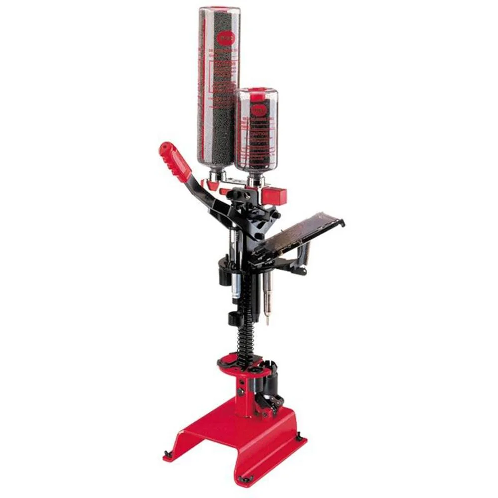 primary-31795 Mayville Engineering MEC The Sizemaster reloader, front-right view with red base and clear tubes