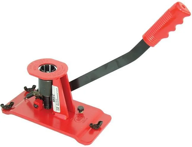 primary-31812 Mayville Engineering Co./Mec MEC Super Sizer, angled view in red with black lever and red grip