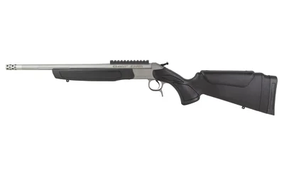 CVA Scout Gen 3 TD side view with silver barrel, black stock and top rail