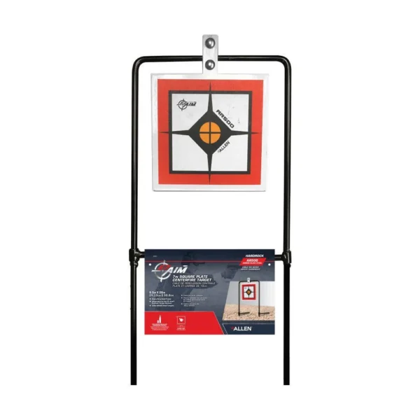 The Allen Company Inc. Allen EZ-Aim Hardrock AR500 Square Spinner Target & Stand for Rimfire Rounds & Centerfire Pistols
