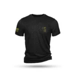 Nine Line American Camo Short Sleeve Shirt, black, front view with subtle pattern and sleeve graphic