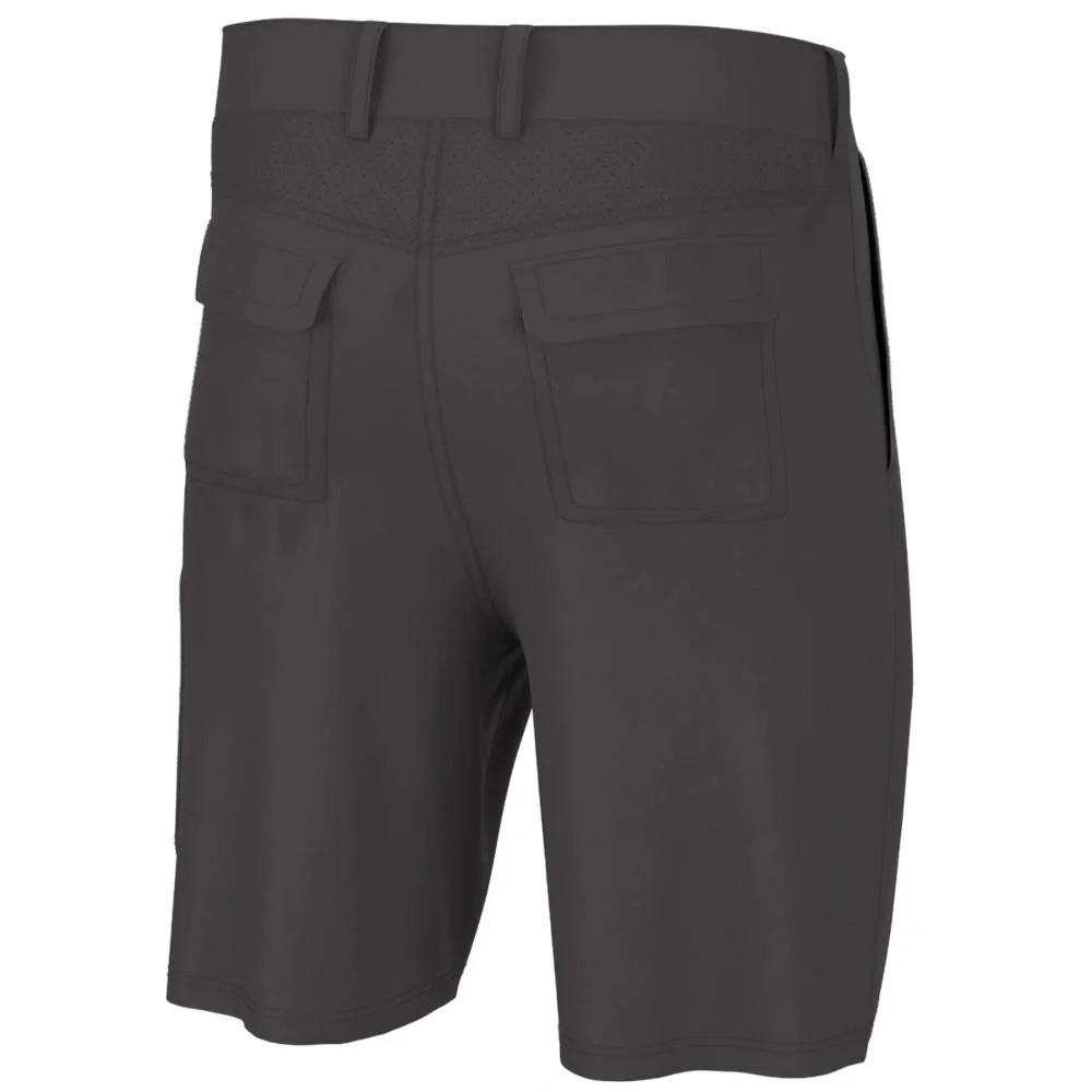 primary-32171 Huk Next Level Shorts, dark gray front view with belt loops and side pockets