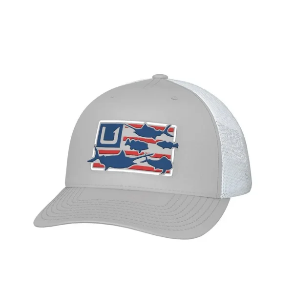 Marolina DBA HUK Huk Trophy Flag Trucker Hat Light Grey