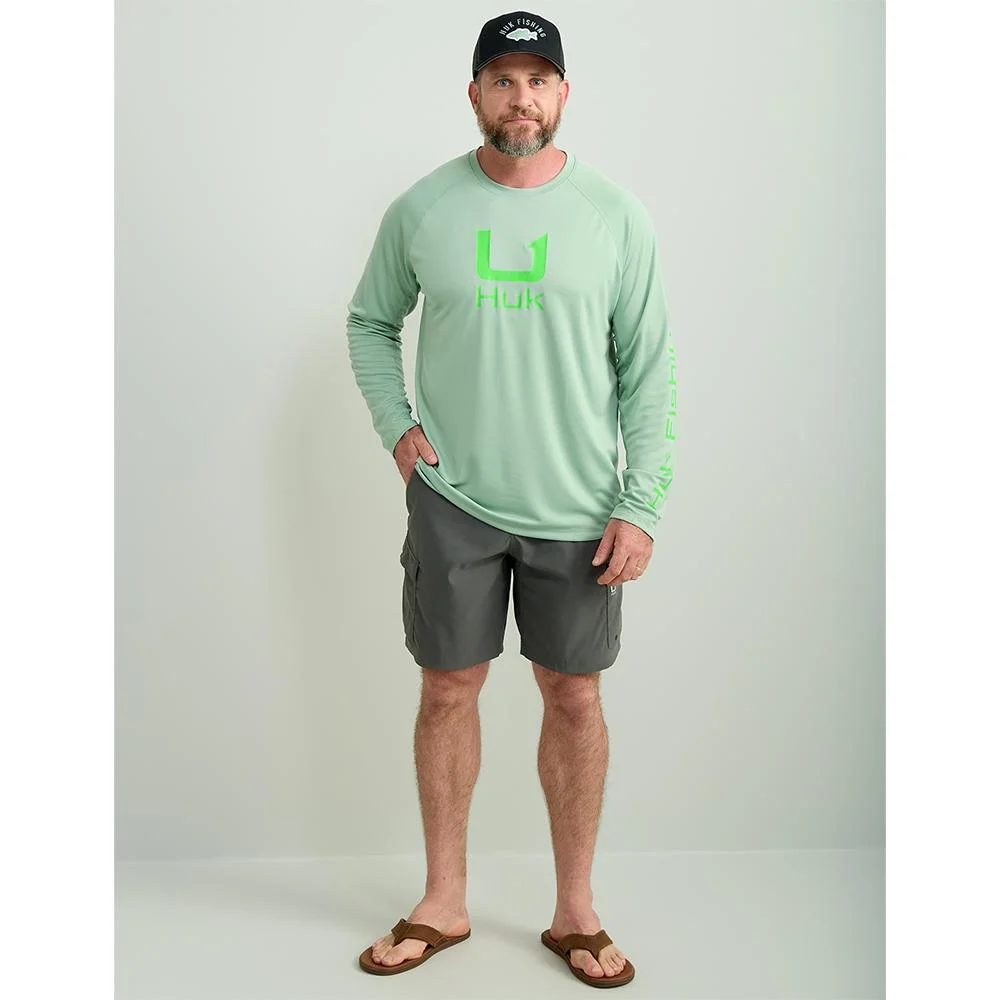 primary-32209 Marolina DBA HUK Huk Icon Crew Long Sleeve Shirt Fog Green S